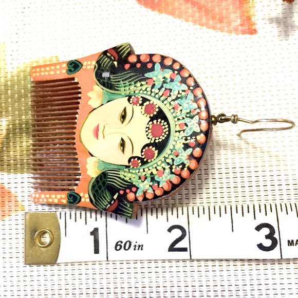 OOAK Chinese Antique Art repurposed into earrings - Picture 9 of 9